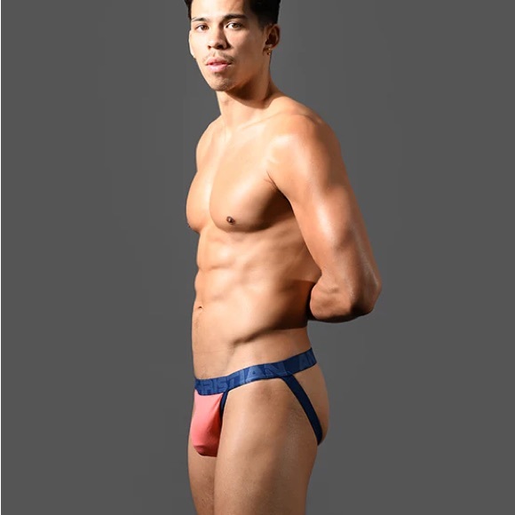 Andrew Christian CoolFlex Modal SHOW-IT® Coral and Navy Jockstrap - Picture 4 of 7